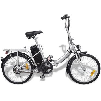 vidaXL, Składany rower elektryczny z akumulatorem litowo-jonowym, aluminium, Srebrny - vidaXL