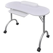 vidaXL Składany stolik do manicure z kółeczkami, biały VidaXL