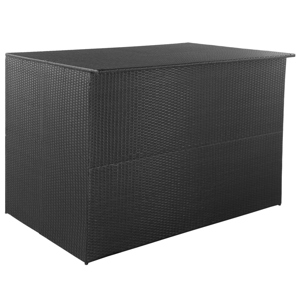 vidaXL Skrzynia ogrodowa, czarna, 150 x 100 x 100 cm, rattan PE