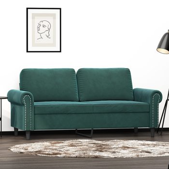 vidaXL Sofa 2-osobowa, ciemnozielona, 140 cm, tapicerowana aksamitem - vidaXL
