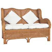 Vidaxl Sofa 2-Osobowa, Jasnobrązowa, Naturalny Rattan I Len