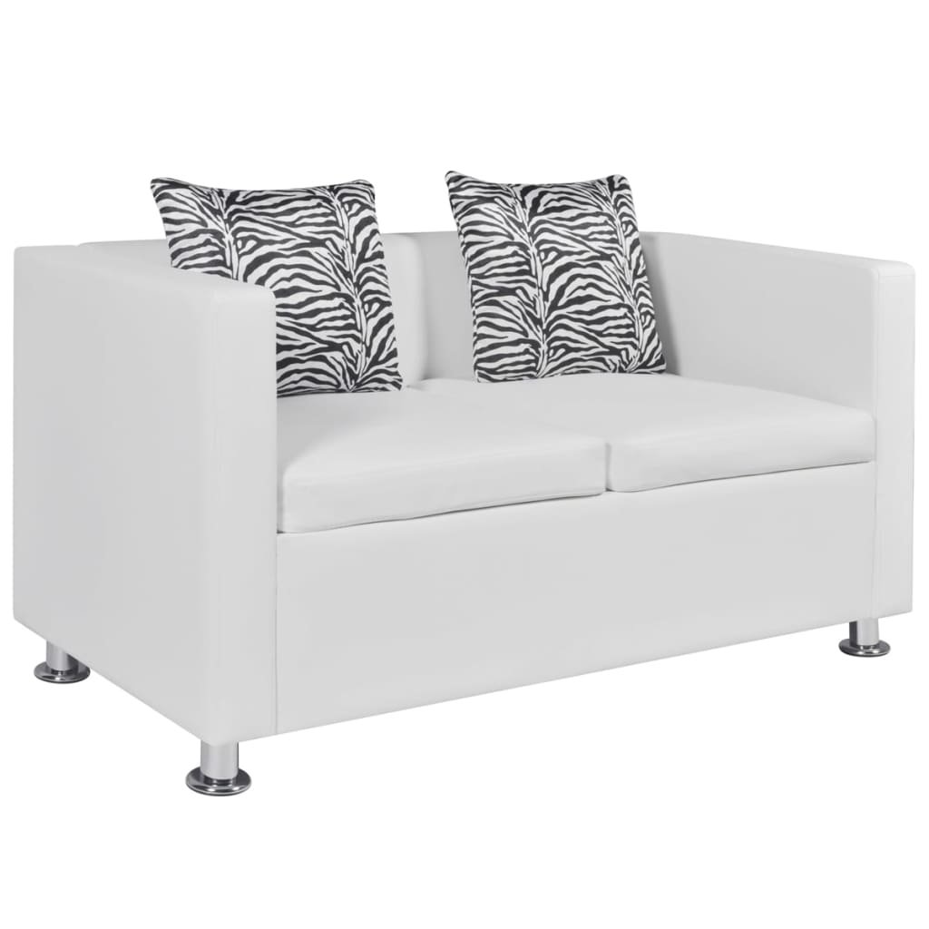 vidaXL Sofa 2-osobowa ze skóry syntetycznej, biała