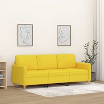 vidaXL Sofa 3-osobowa, jasnożółta, 180 cm, tapicerowana tkaniną Inna marka