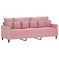 vidaXL Sofa 3-osobowa, różowa, 180 cm, obita aksamitem