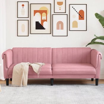 vidaXL Sofa 3-osobowa, różowa, tapicerowana aksamitem - vidaXL