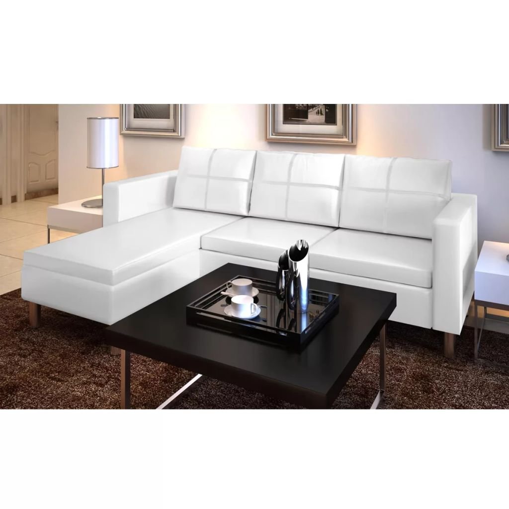 vidaXL Sofa 3-osobowa, skóra syntetyczna, biała