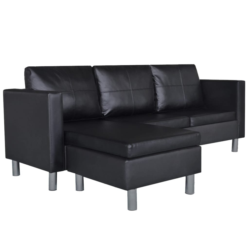 vidaXL Sofa 3-osobowa, skóra syntetyczna, czarna