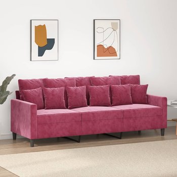 vidaXL Sofa 3-osobowa, winna czerwień, 180 cm, obita aksamitem - vidaXL
