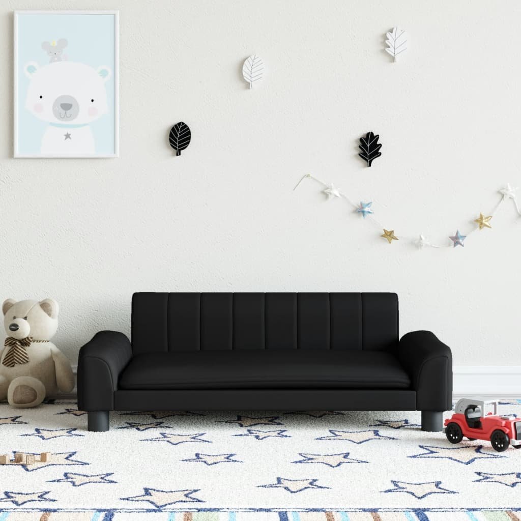 Фото - Вітальня (стінка) VidaXL Sofa dla dzieci, czarna, 90x53x30 cm, sztuczna skóra 