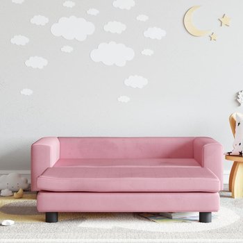 vidaXL Sofa dziecięca z podnóżkiem, różowa, 100x50x30 cm, aksamit - vidaXL