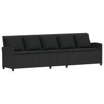 vidaXL Sofa ogrodowa 5-osobowa z poduszkami Czarny polirattan
