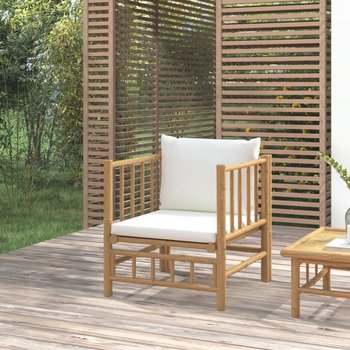vidaXL Sofa ogrodowa, kremowe poduszki, bambus - vidaXL
