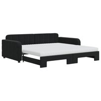 vidaXL Sofa rozsuwana z materacami, czarna, 100x200 cm, aksamit