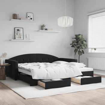 vidaXL Sofa rozsuwana z szufladami, czarna, 100x200 cm, aksamit - vidaXL