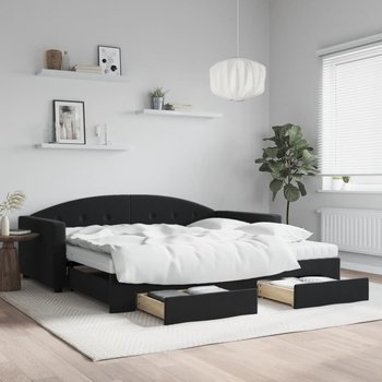 vidaXL Sofa rozsuwana z szufladami, czarna, 100x200 cm, aksamit - vidaXL