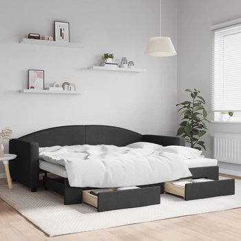 vidaXL Sofa rozsuwana z szufladami, czarna, 90x200 cm, tkanina - vidaXL