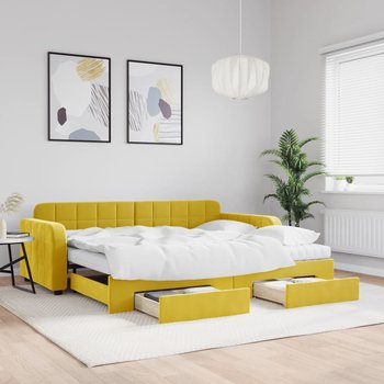 vidaXL Sofa rozsuwana z szufladami, żółta, 90x200 cm, aksamit - vidaXL