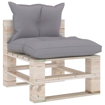 vidaXL Sofa środkowa z palet, z poduszkami, drewno sosnowe - vidaXL