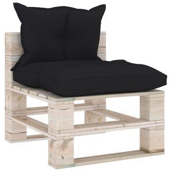 vidaXL Sofa środkowa z palet, z poduszkami, drewno sosnowe - vidaXL