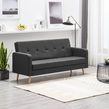 vidaXL Sofa tapicerowana materiałem, ciemnoszara - vidaXL