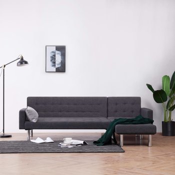 vidaXL Sofa w kształcie litery L, ciemnoszara, poliester - vidaXL