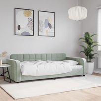 vidaXL Sofa z funkcją spania, jasnoszara, 90x200 cm, obita aksamitem