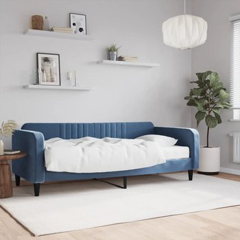vidaXL Sofa z materacem do spania, niebieska, 90x200 cm, aksamit - vidaXL