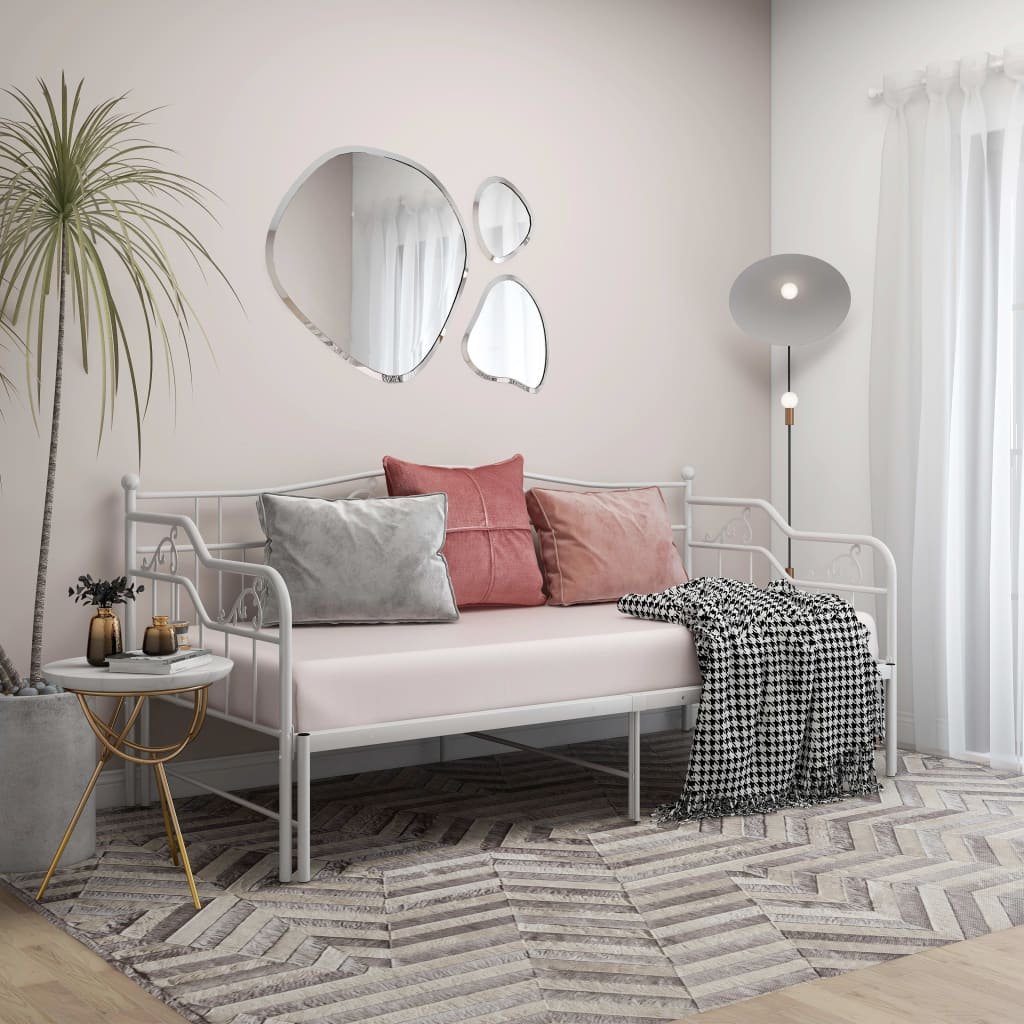 Фото - Диван VidaXL Sofa z wysuwaną ramą łóżka, biała, metalowa, 90x200 cm 