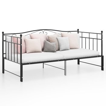 vidaXL Sofa z wysuwaną ramą łóżka, czarna, metalowa, 90x200 cm - vidaXL