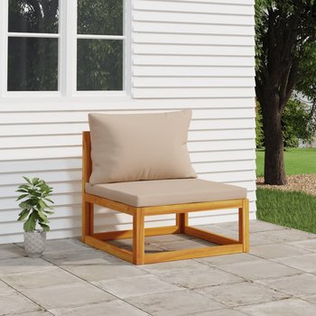 vidaXL Środkowa sofa ogrodowa z poduszkami w kolorze taupe, akacja - vidaXL