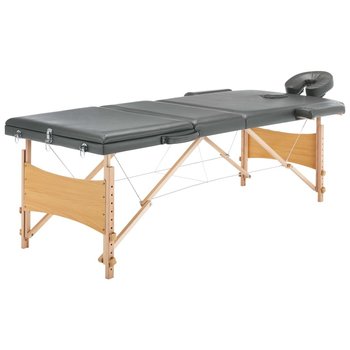 VidaXL Stół do masażu z 3 strefami, drewniana rama, antracyt, 186x68cm - vidaXL