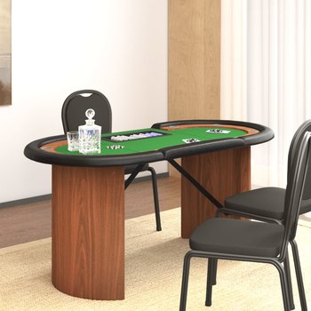 vidaXL Stół pokerowy dla 10 os., taca na żetony, zielony, 160x80x75 cm - vidaXL