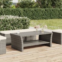 vidaXL Stolik kawowy, szary, 100x50x40 cm, polirattan vidaXL