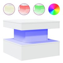 vidaXL Stolik kawowy z oświetleniem LED, biały, 50x50x40 cm vidaXL
