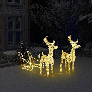 vidaXL Świąteczna dekoracja renifery z saniami, 160 diod LED, 130 cm - vidaXL