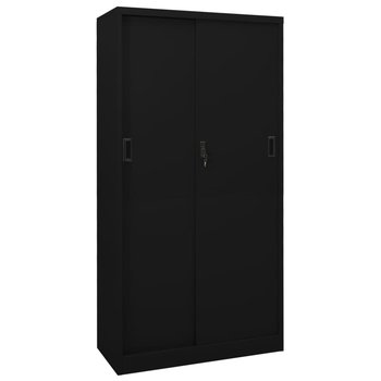 vidaXL Szafa biurowa z przesuwnymi drzwiami, czarna, 90x40x180 cm - vidaXL