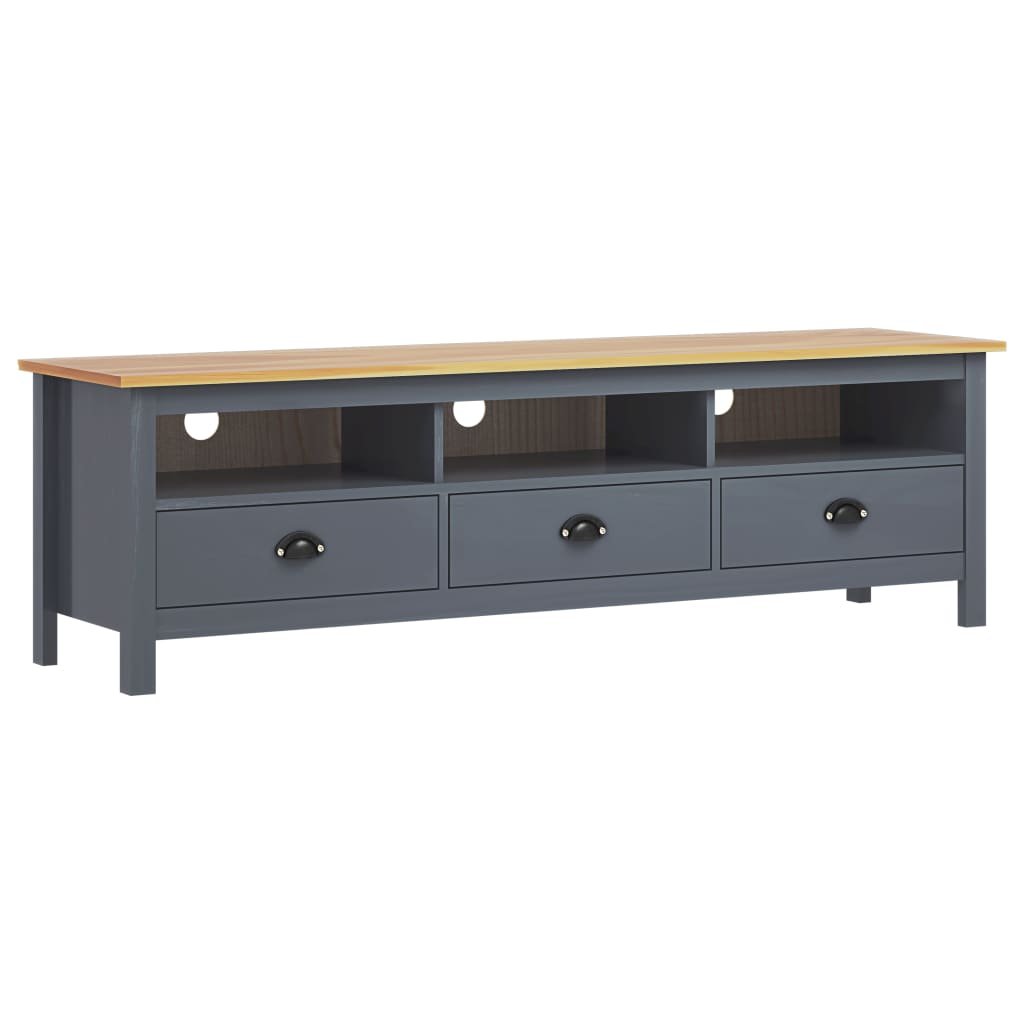vidaXL Szafka pod TV Hill, szara, 158x40x47 cm, lite drewno sosnowe