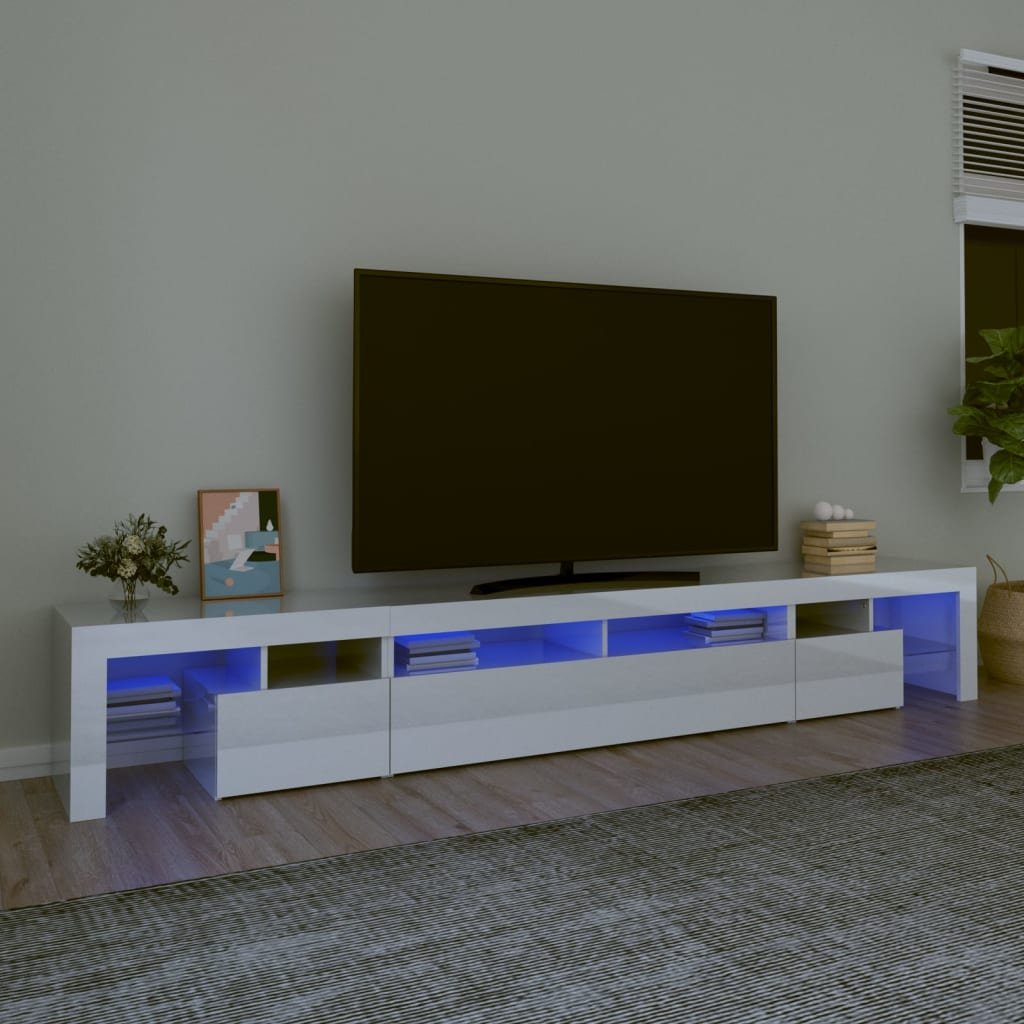 Фото - Підставка / кріплення VidaXL Szafka pod TV z oświetleniem LED, biała, 260x36,5x40 cm 