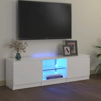 vidaXL Szafka pod TV z oświetleniem LED, biała, połysk, 120x30x35,5 cm - vidaXL