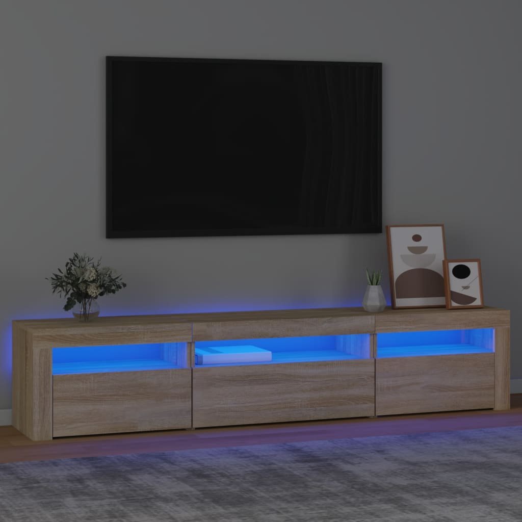 Фото - Підставка / кріплення VidaXL Szafka pod TV z oświetleniem LED, dąb sonoma, 195x35x40 cm 