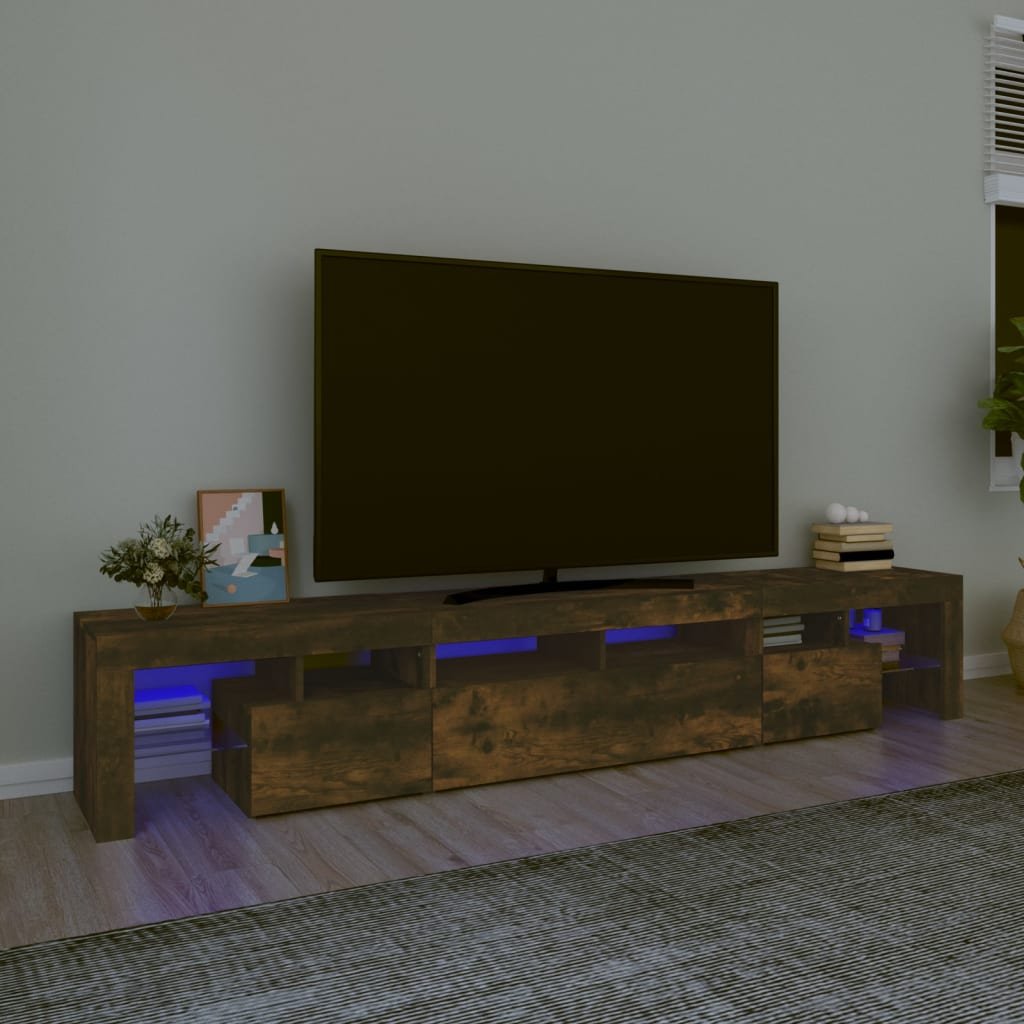 Фото - Підставка / кріплення VidaXL Szafka pod TV z oświetleniem LED przydymiony dąb 230x36,5x40 cm 