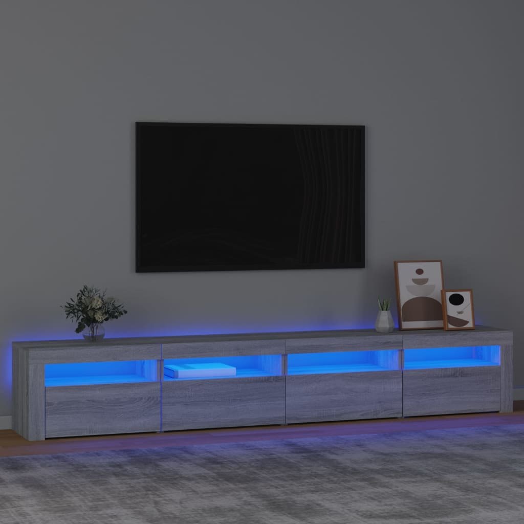 Фото - Підставка / кріплення VidaXL Szafka pod TV z oświetleniem LED, szary dąb sonoma,240x35x40 cm 