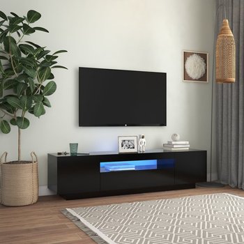 vidaXL Szafka TV z oświetleniem LED, czarna, 160x35x40 cm - vidaXL