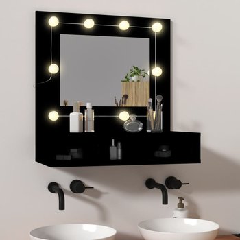 vidaXL Szafka z lustrem i oświetleniem LED, czarna, 60x31,5x62 cm - vidaXL