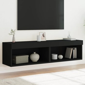 vidaXL Szafki pod TV, z oświetleniem LED, 2 szt., czarne, 60x30x30 cm - vidaXL