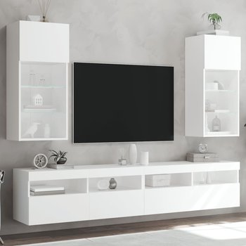 vidaXL Szafki TV, z LED, 2 szt., białe, 40,5x30x90 cm - vidaXL