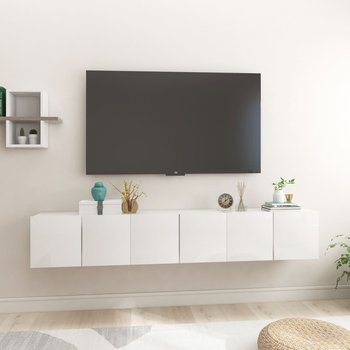 vidaXL Szafki wiszące pod TV 3 szt., wysoki połysk, białe, 60x30x30 cm - vidaXL