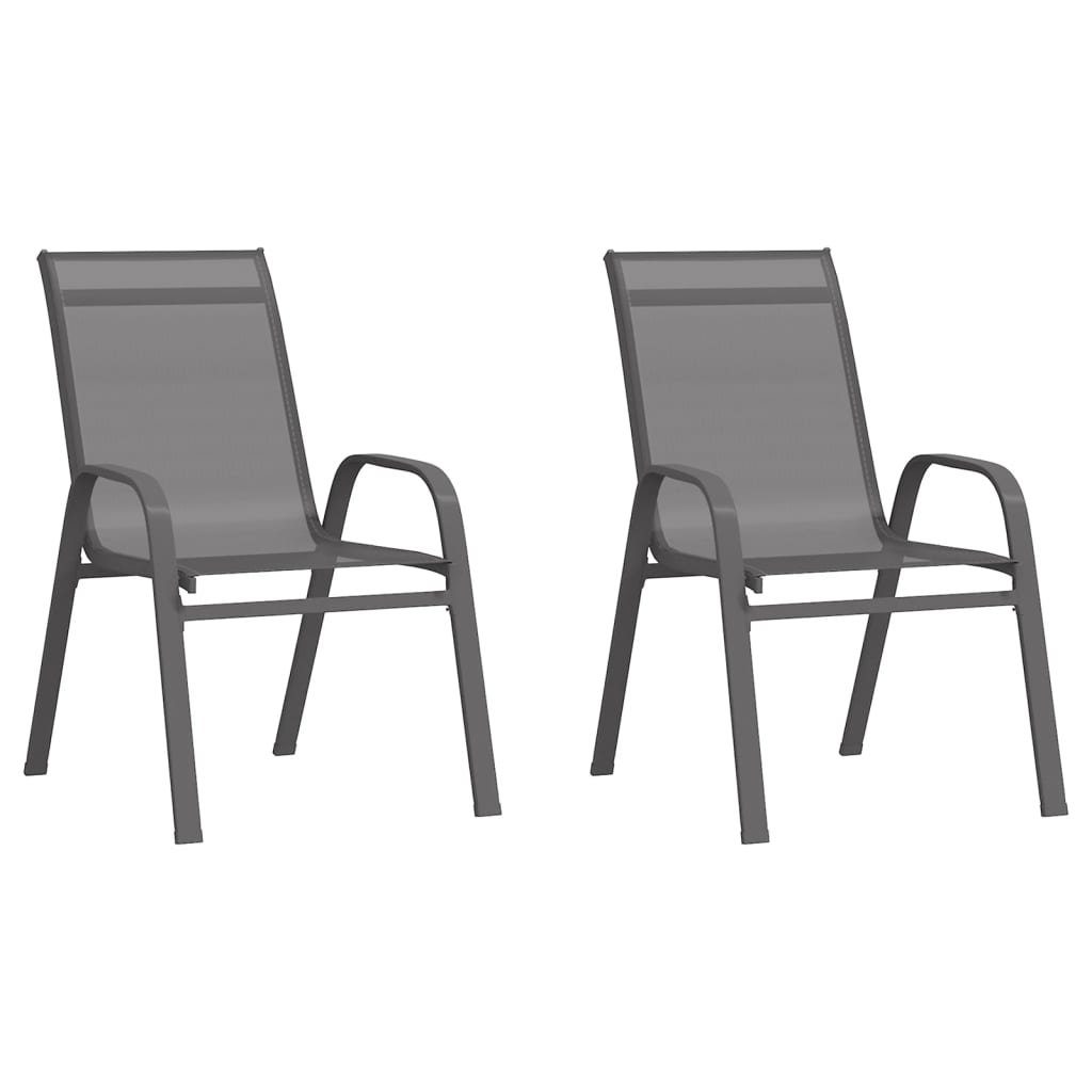 Фото - Садові меблі VidaXL Sztaplowane krzesła ogrodowe, 2 szt., szare, tworzywo textilene 
