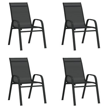 vidaXL Sztaplowane krzesła ogrodowe, 4 szt., czarne tworzywo textilene - vidaXL