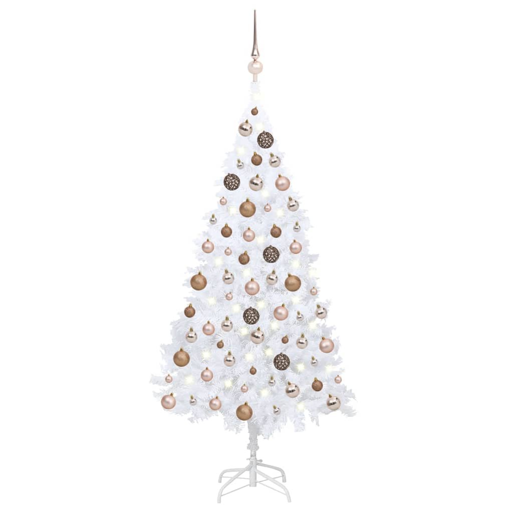Zdjęcia - Choinka świąteczna VidaXL Sztuczna choinka z lampkami i bombkami, biała, 120 cm, PVC 